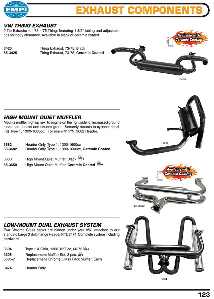 EMPI 4 Type dual Exhaust Set Up authentic Dual Tip