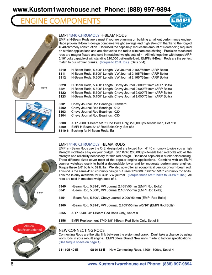 Chromoly H Beam And I Beam Engine Crankshaft Connecting Rods For Vw Volkswagen Empi 4340 Chromoly