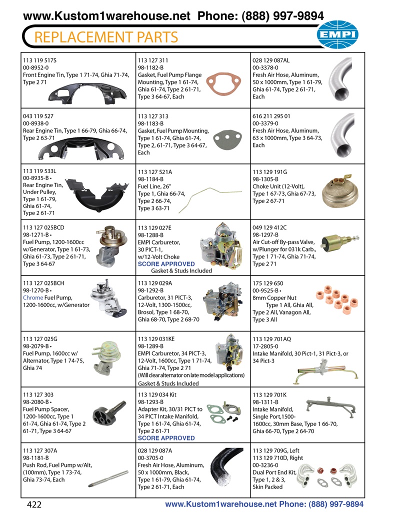 Replacement engine & motor parts, engine tin, fuel pumps, stands, rods ...